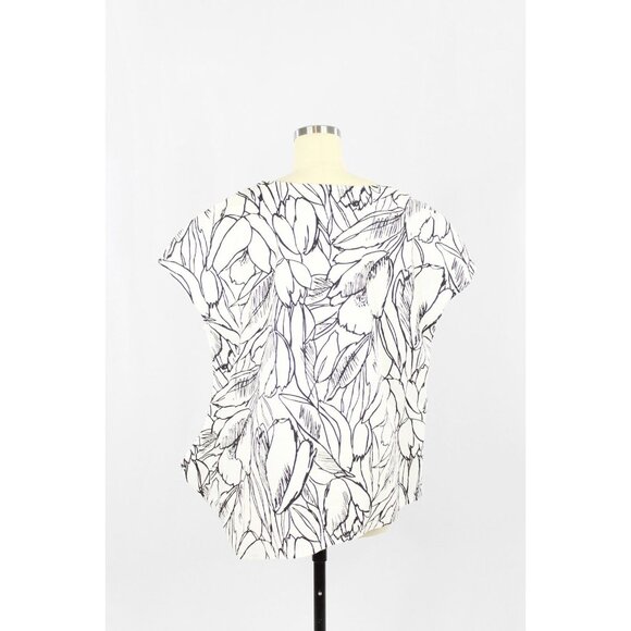 BRYN WALKER Ivy White Black Tulip Floral Cotton Oversized Tunic Top, Size S - Picture 3 of 14